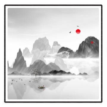 水墨山水無框畫