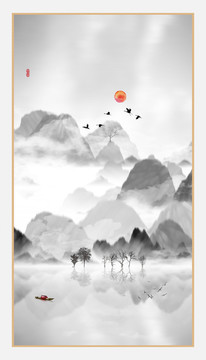 水墨山水無框畫