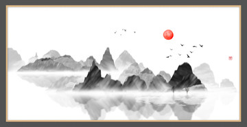 水墨山水無(wú)框畫(huà)