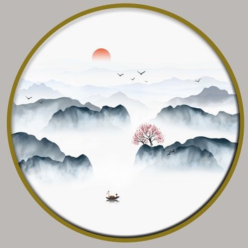 简约山水装饰墨韵画