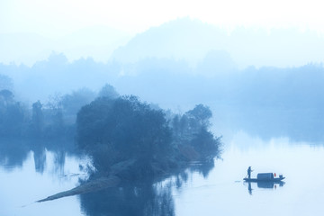 婺源月亮湾水墨风景