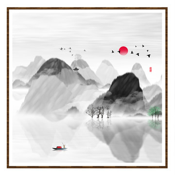 水墨山水無框畫