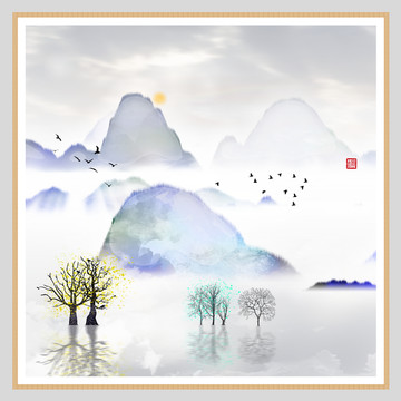 水墨山水無框畫