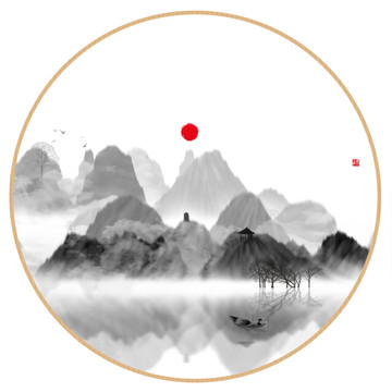 意境抽象畫(huà)彩墨山水畫(huà)