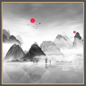 現(xiàn)代抽象水墨山水畫