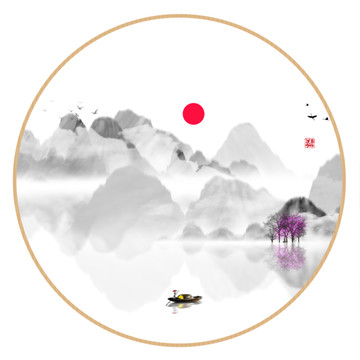 中國水彩水墨裝飾畫