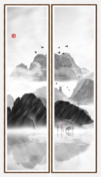 中國水彩水墨裝飾畫