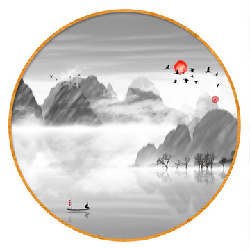 水墨山水無框畫