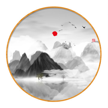 水墨山水無框畫