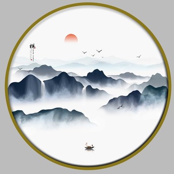 意境水墨山水画