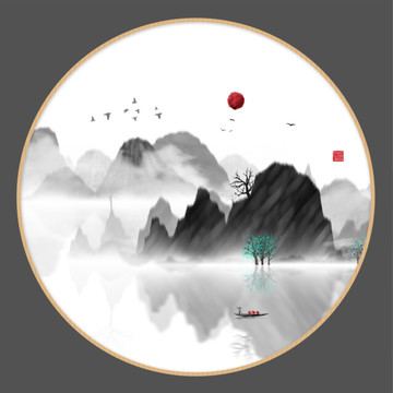 水墨山水無(wú)框畫
