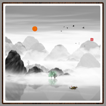 現(xiàn)代水墨水彩抽象油畫