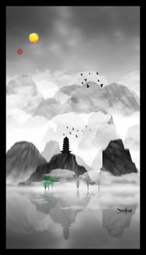 現(xiàn)代水墨水彩抽象油畫