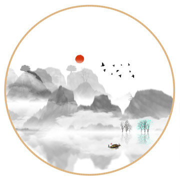 中國水彩水墨裝飾畫