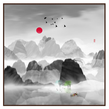 水墨山水無框畫