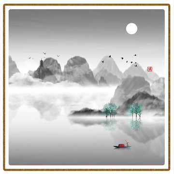 中國(guó)水彩水墨裝飾畫