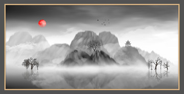 水墨山水無(wú)框畫(huà)