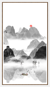 中國水彩水墨裝飾畫