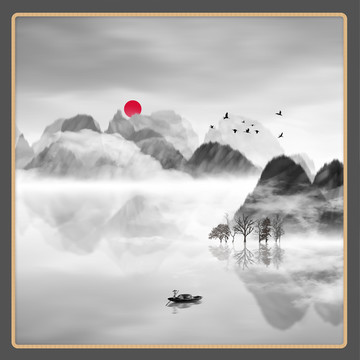 中國水彩水墨裝飾畫