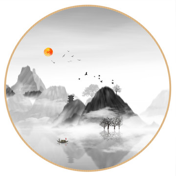 意境抽象畫彩墨山水畫