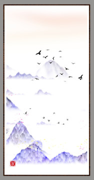 水墨山水無框畫