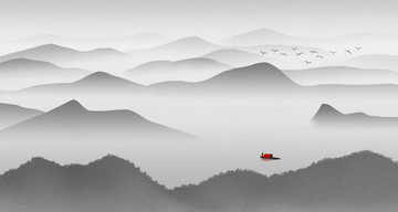 中國風(fēng)水墨畫山水之間