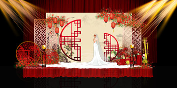 新中式婚禮背景圖
