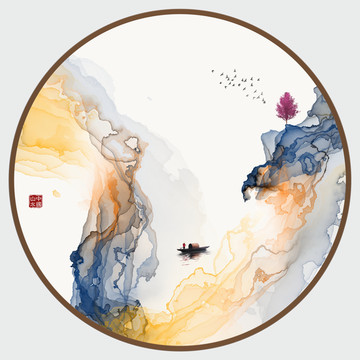 玄關(guān)裝飾畫新中式水墨抽象畫