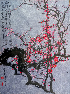 國畫紅梅