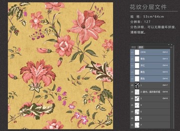 美式復(fù)古花紋墻紙