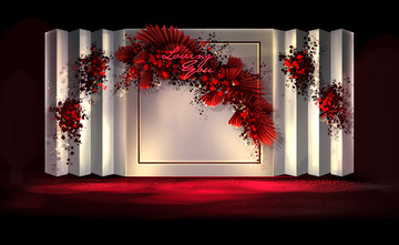 紅金現(xiàn)代時尚婚禮迎賓區(qū)效果圖