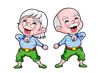 快樂老兩口卡通設(shè)計(jì)