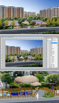居住区中心景观设计效果图