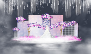 粉紫婚禮迎賓區(qū)