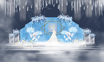 藍(lán)色婚禮合影區(qū)