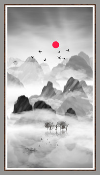 藝術(shù)裝飾抽象山水掛畫