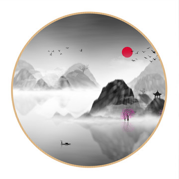 新中式抽象意境山水無框畫