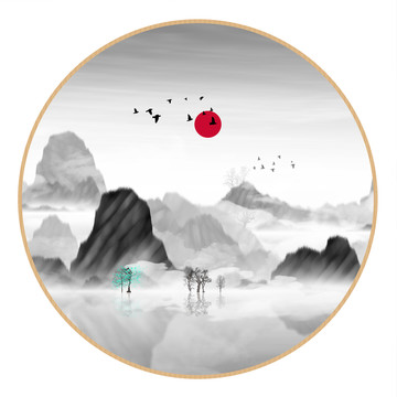 水墨山水無框畫