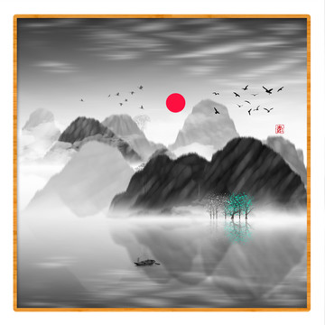 藝術(shù)裝飾抽象山水掛畫(huà)