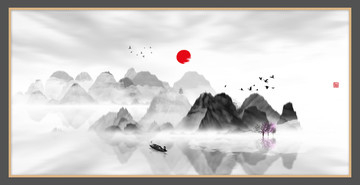 藝術(shù)裝飾抽象山水掛畫