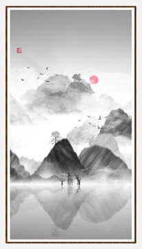 藝術(shù)裝飾抽象山水掛畫
