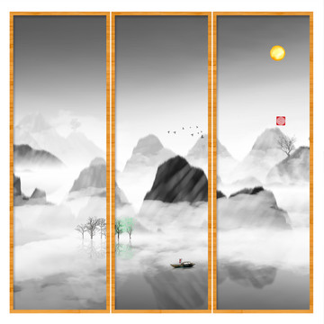 中國(guó)水彩水墨裝飾畫