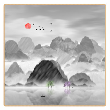 藝術(shù)裝飾抽象山水掛畫
