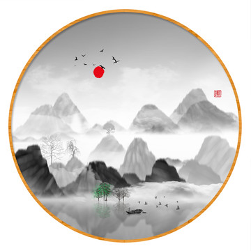 水墨裝飾水彩畫