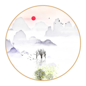 中國水彩水墨裝飾畫