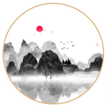 中國水彩水墨裝飾畫