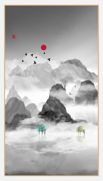現(xiàn)代抽象水墨山水畫