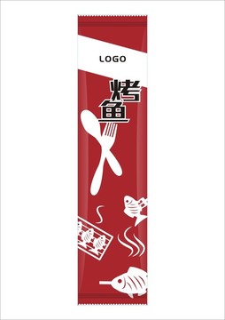 烤鱼快餐食品筷子勺子包装袋设计