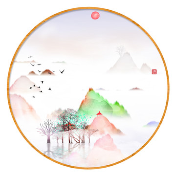 藝術(shù)裝飾抽象山水掛畫