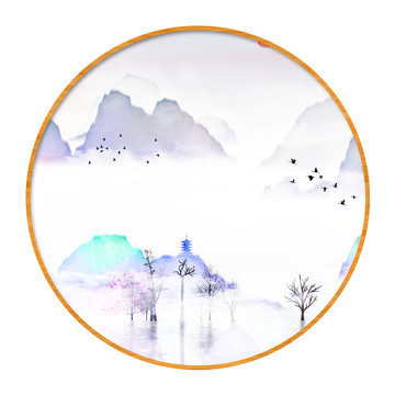 藝術(shù)裝飾抽象山水掛畫